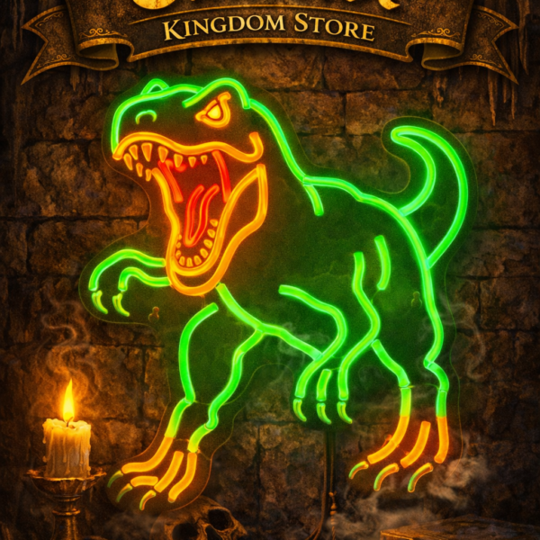 Cartel de Neón de T-Rex Dinosaurio