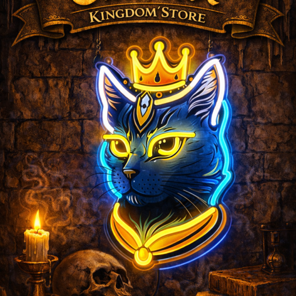 Cartel de Neón de Rey Gato