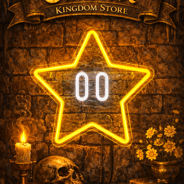 Cartel de Neón de la Estrella de Mario